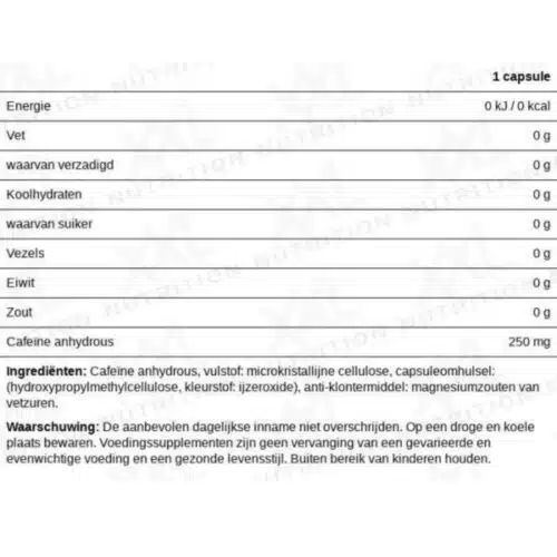 Cafeine Booster - 180 capsules specs