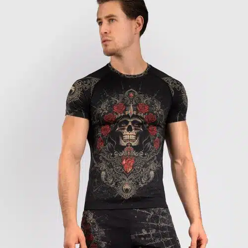 Venum Rashguard Short Sleeve Santa Muerte 5.0 Deep Black/Gold