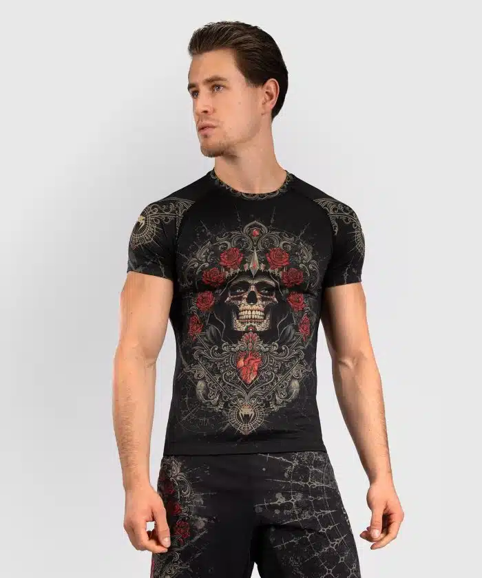 Venum Rashguard Short Sleeve Santa Muerte 5.0 Deep Black/Gold