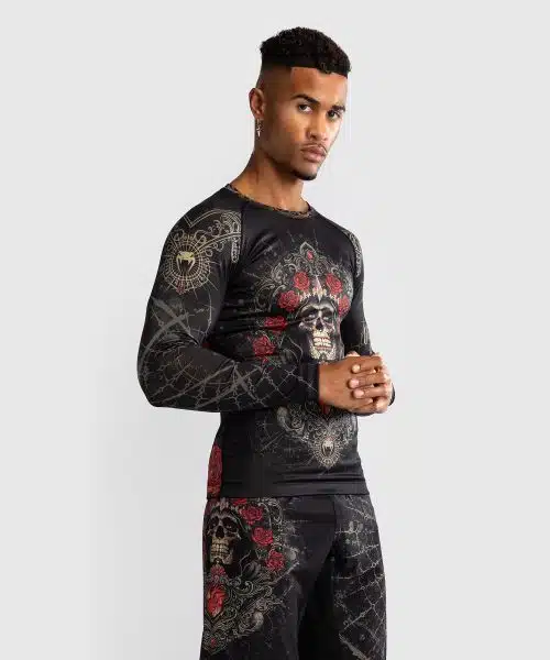Venum Rashguard Long Sleeve Santa Muerte 5.0 Deep Black/Gold