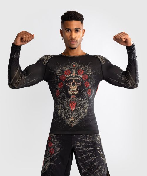 Venum Rashguard Long Sleeve Santa Muerte 5.0 Deep Black/Gold