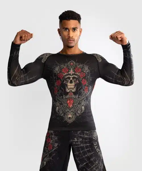 Venum Rashguard Long Sleeve Santa Muerte 5.0 Deep Black/Gold