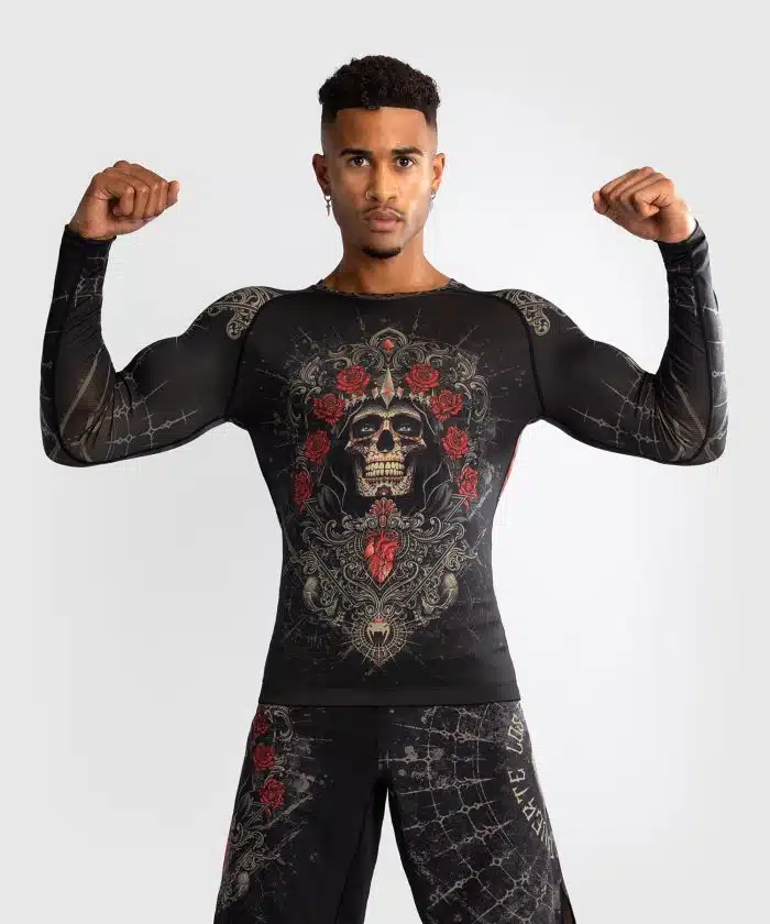 Venum Rashguard Long Sleeve Santa Muerte 5.0 Deep Black/Gold