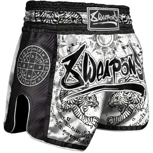 8weapons Kickboksbroek Carbon Sak Yant Tigers White