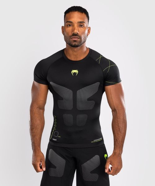 Venum Training Camp 4.0 Rashguard met korte mouwen - Zwart/Neon groen