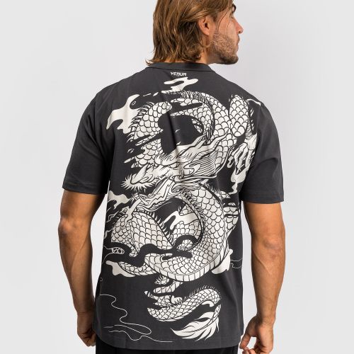 Venum Dragon's Flight Heren T-Shirt - Charcoal Grijs/Cream Wit