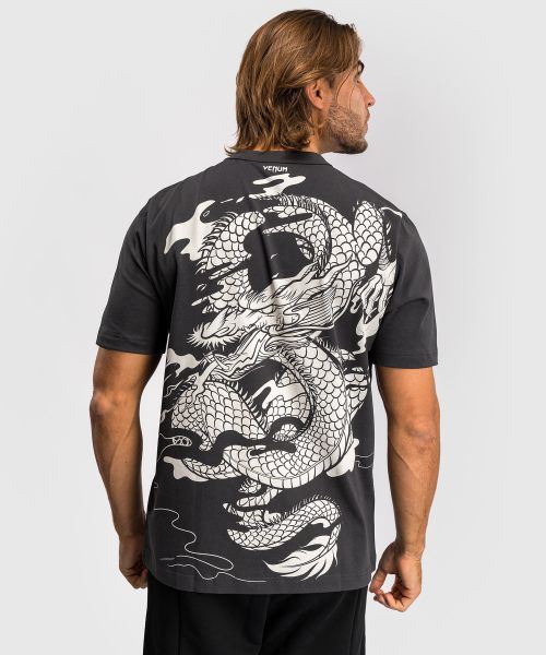 Venum Dragon's Flight Heren T-Shirt - Charcoal Grijs/Cream Wit
