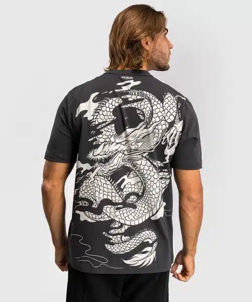 Venum Dragon's Flight Heren T-Shirt - Charcoal Grijs/Cream Wit