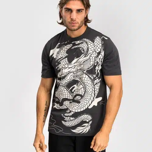 Venum Dragon's Flight Heren T-Shirt - Charcoal Grijs/Cream Wit
