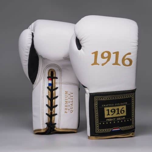 1916 Fight Gear Bokshandschoenen Premium Elite White/Black Laces