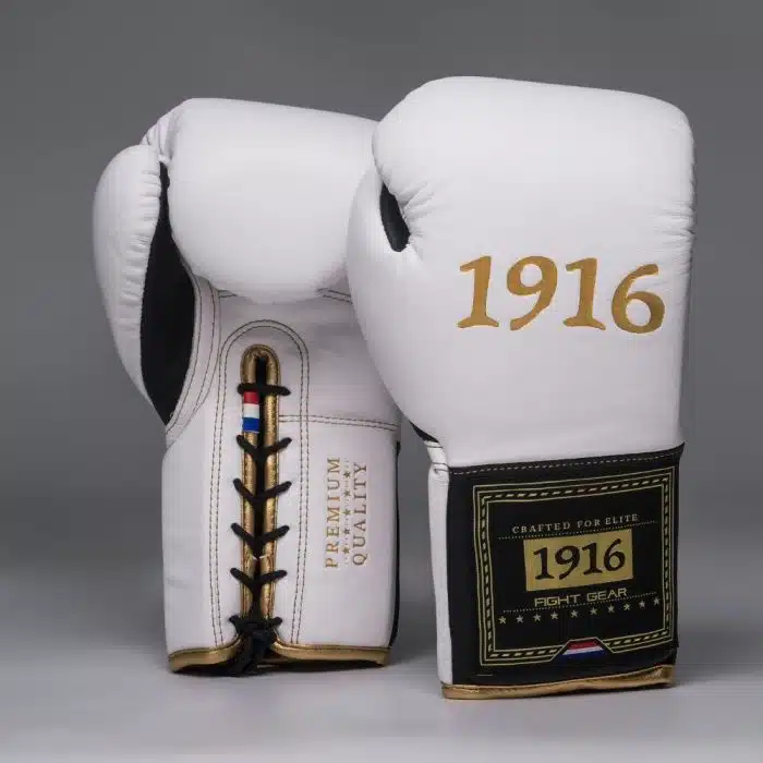 1916 Fight Gear Bokshandschoenen Premium Elite White/Black Laces